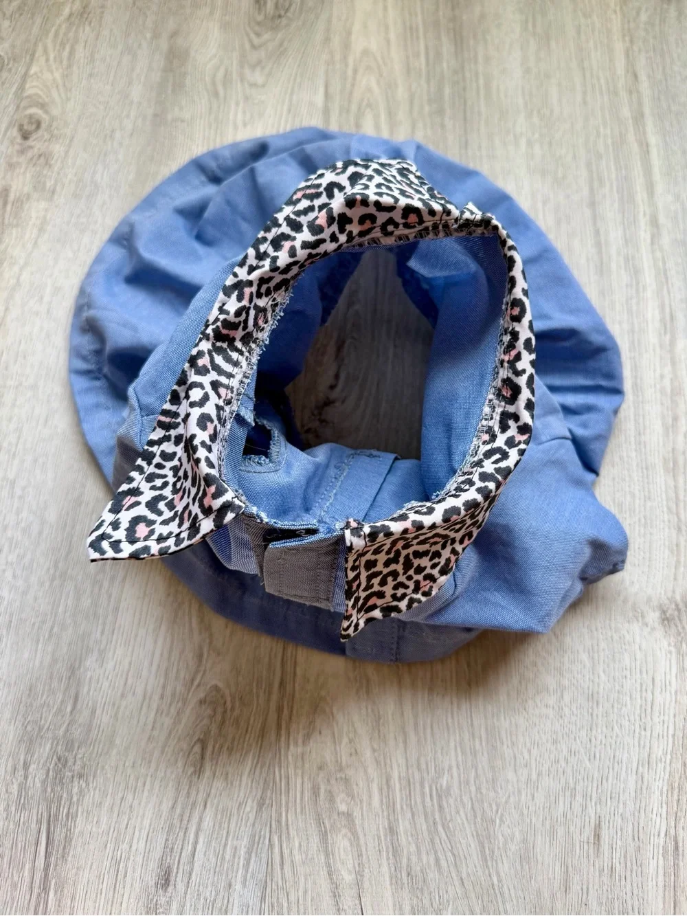 Blue Jean Dress Top with Leopard Trim and Heart Patch - Pets/Small Dog - size SM